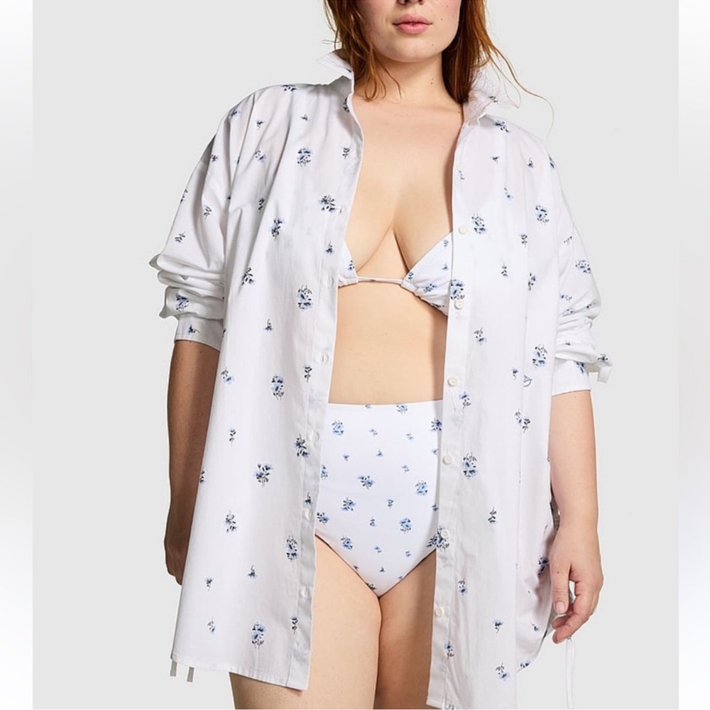 PINK Victoria's Secret White Floral Swim Coverup